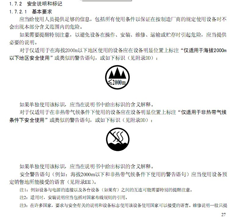 CCC认证的产品使用海拔标识